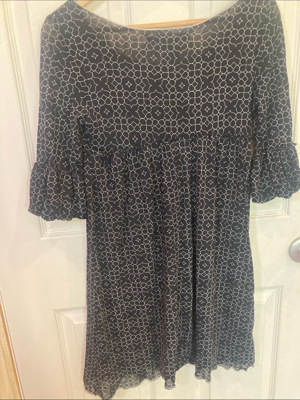 Max Studio Navy and Ivory Patterned Midi Dress - Picture 9 of 9
